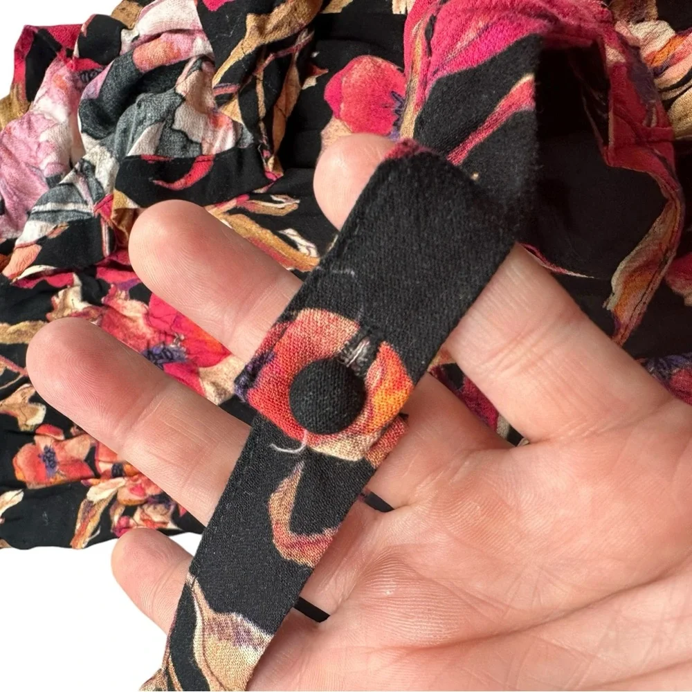 FREE PEOPLE: Tegan Black Floral Long Sleeve Mini Dress -Size 4